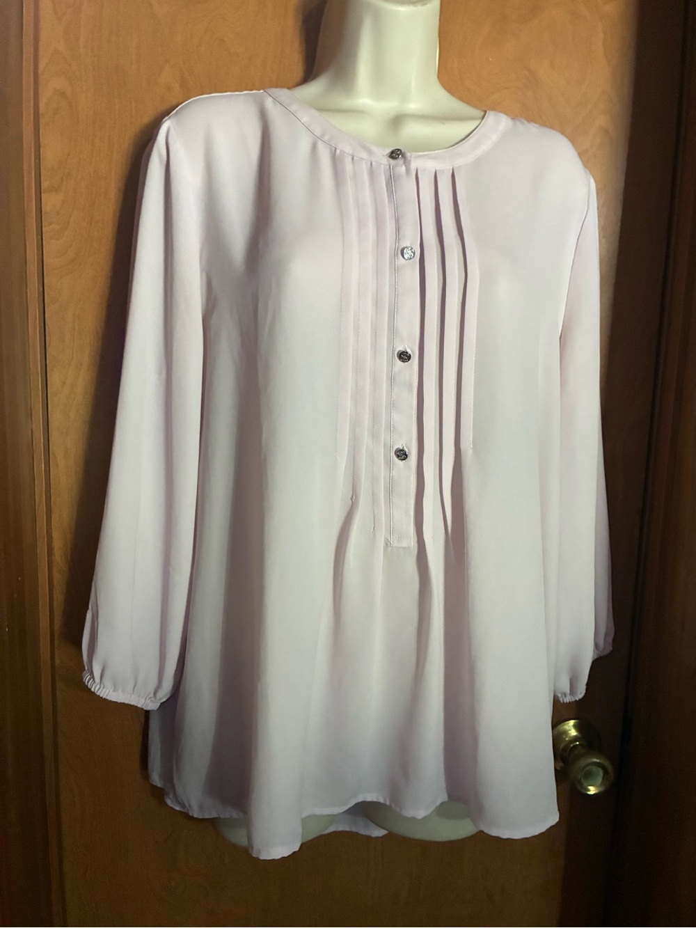 CeCe Pale Pink Pleated Front Blouse
